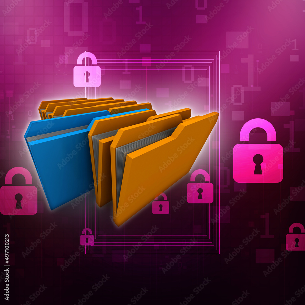 Poster 3d rendering folder with documents