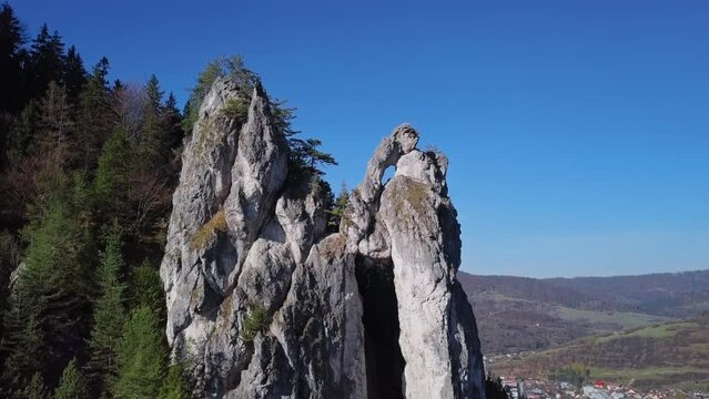 Flying over of Vratna Valley canyon, Slovakia