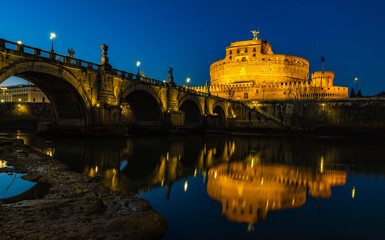 St. Angelo Bridge and Castel Sant'Angelo at Sunset