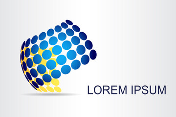 Abstract technology logo stylized spherical surface with abstract shapes. This logo is suitable for global company, world technologies, media and publicity agencies