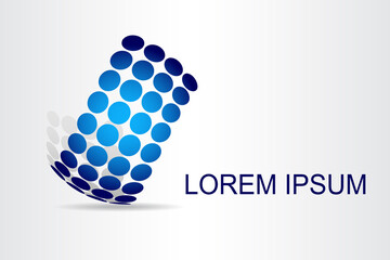 Abstract technology logo stylized spherical surface with abstract shapes. This logo is suitable for global company, world technologies, media and publicity agencies