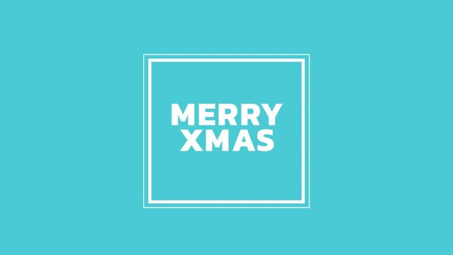 Merry XMAS with simple frame on blue background, motion holidays and winter style background for New Year and Merry Christmas
