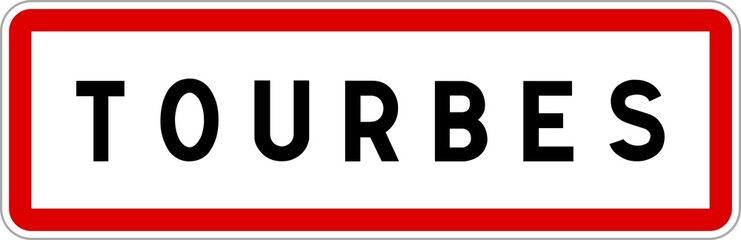 Panneau entrée ville agglomération Tourbes / Town entrance sign Tourbes