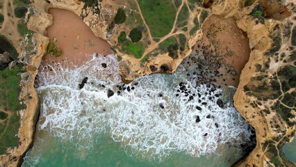 Algarve beautiful wild coast from above