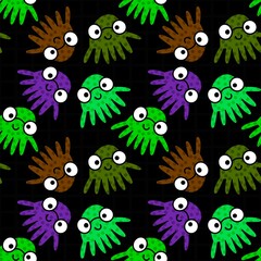 Kids seamless cartoon octopus pattern for fabrics and textiles and packaging and gifts and cards and linens