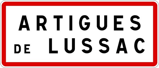 Panneau entrée ville agglomération Artigues-de-Lussac / Town entrance sign Artigues-de-Lussac