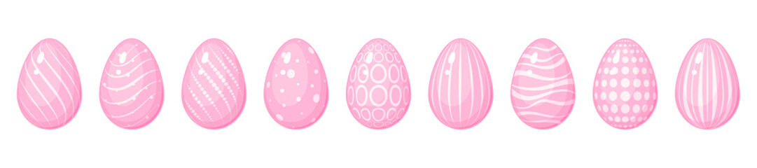Set of pink Easter eggs with decoration