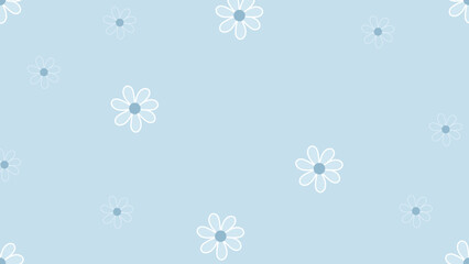 Naklejka na ściany i meble cute flower pattern on blue background, perfect for wallpaper, backdrop, postcard, background
