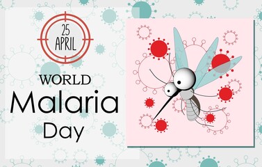 World Malaria Day vector illustration. Suitable for greeting card, poster and banner. It is celebrated annually on April 25 and celebrates global efforts to combat malaria. Vector illustration.Mosquit