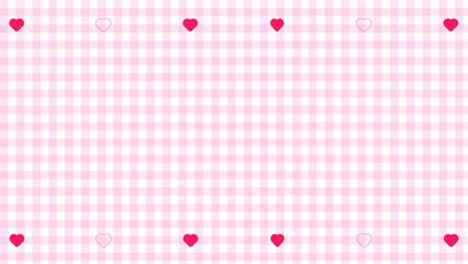 cute red heart shape on red gingham, plaid, checkered pattern background