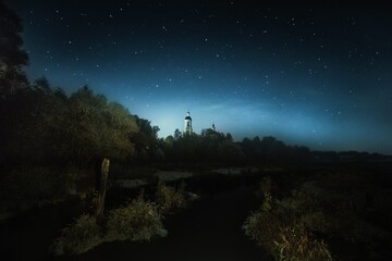 Fototapeta premium church on the background of the night sky