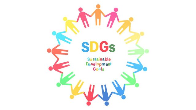 SDGs　指定17色を使ったロゴのループアニメーション（白背景）