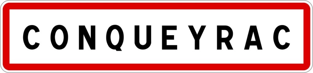 Panneau entrée ville agglomération Conqueyrac / Town entrance sign Conqueyrac
