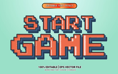 Start the game 3d editable text effect template design retro vintage font effect element