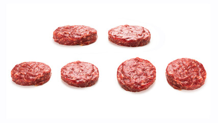Raw minced beef isolated on white background.