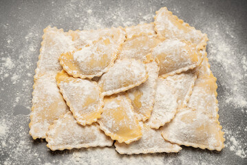 Raw ravioli as background. Healthy italian food.
