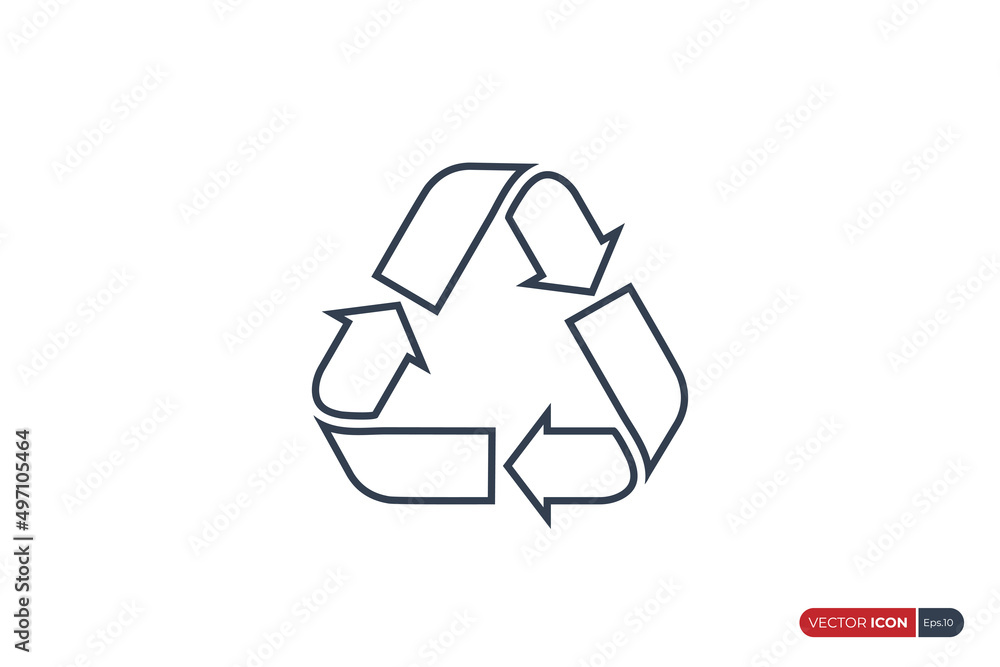 Aufkleber recycle icon line style isolated on white background. flat vector icon design template element.