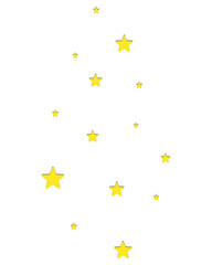 Stars. Golden celestial bodies rise up. Milky way in the galaxy. Color vector illustration. Outlines on an isolated background. Idea for web design.
