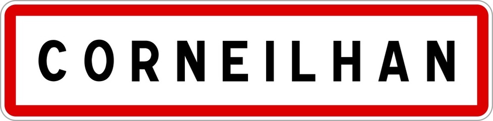Panneau entrée ville agglomération Corneilhan / Town entrance sign Corneilhan