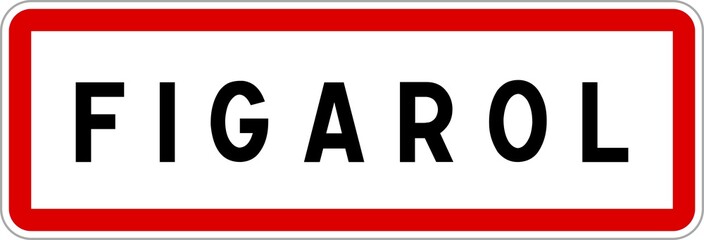 Panneau entrée ville agglomération Figarol / Town entrance sign Figarol