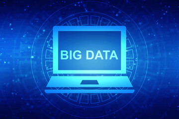 2d illustration Big data with laptop

