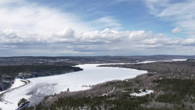 Spring Aerial Flight Over Thawing Ice - Northern Ontario Canada - H265