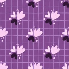 Childish pattern with flowers seamless pattern. Creative abstract heart shape wallpaper.