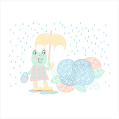 Frog, Hydrangea, Rainy season, Cute, カエル　紫陽花　梅雨　かわいい