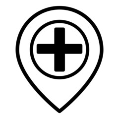 Obraz premium First Aid Location Pin Flat Icon Isolated On White Background