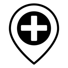 First Aid Location Pin Flat Icon Isolated On White Background