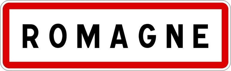 Panneau entrée ville agglomération Romagne / Town entrance sign Romagne