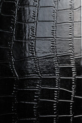 Texture of black crocodile skin in the background in full screen