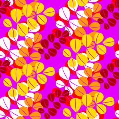 Vector seamless half-drop pattern, with leaves