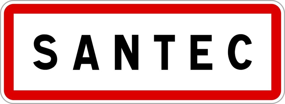 Panneau entr&eacute;e ville agglom&eacute;ration Santec / Town entrance sign Santec