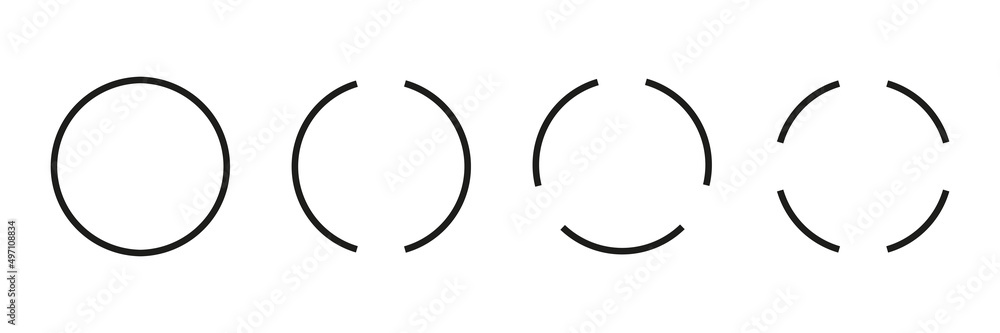 Poster set of circular lines. rotate black linear element group. vector isolated on white.