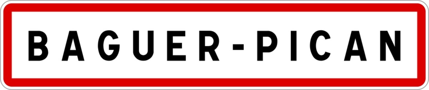 Panneau entr&eacute;e ville agglom&eacute;ration Baguer-Pican / Town entrance sign Baguer-Pican