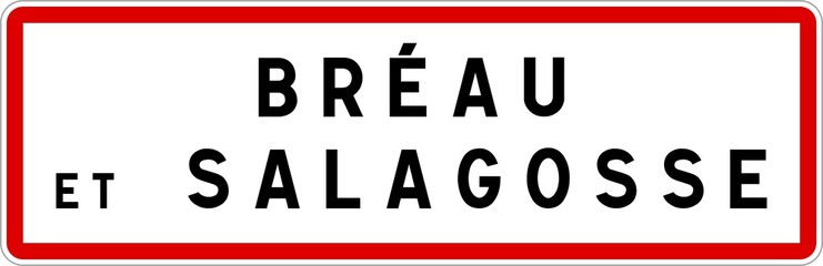 Panneau entrée ville agglomération Bréau-et-Salagosse / Town entrance sign Bréau-et-Salagosse