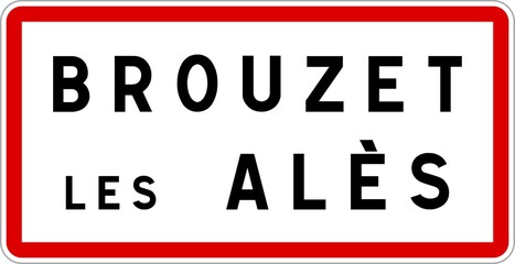 Panneau entrée ville agglomération Brouzet-lès-Alès / Town entrance sign Brouzet-lès-Alès
