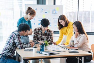 corporate business team and managers in close meeting