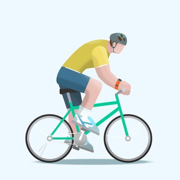 The man riding a bike, sportsman, stylized flat illustration, grain style © Sweet Home Studio