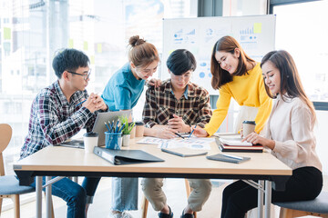 corporate business team and managers in close meeting