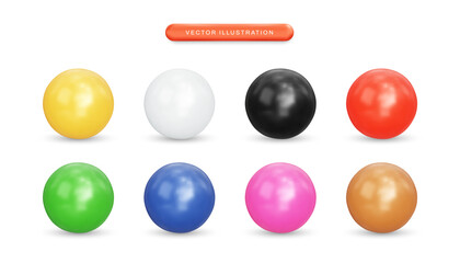 Realistic colorful pearls 3d vector illustration