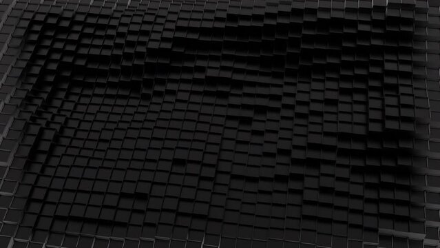 Surface with squares and moving waves. Design. Rotating surface with squares and waves. Wave vibrations on surface of squares