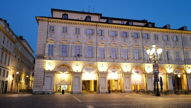 Turin, Piedmont - April 2022 - walking through the historic center among the squares, the royal museums and the Mole Antonelliana