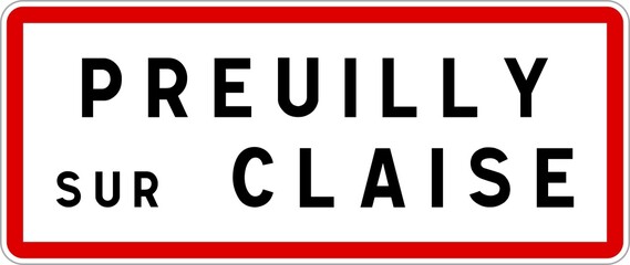 Panneau entrée ville agglomération Preuilly-sur-Claise / Town entrance sign Preuilly-sur-Claise