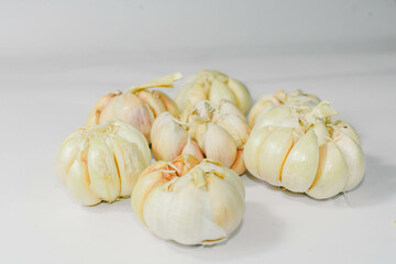 garlic on a white background.