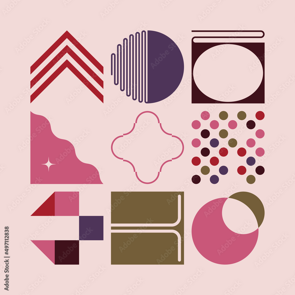 Poster modernism aesthetics inspired vector graphic pattern made with abstract geometric shapes