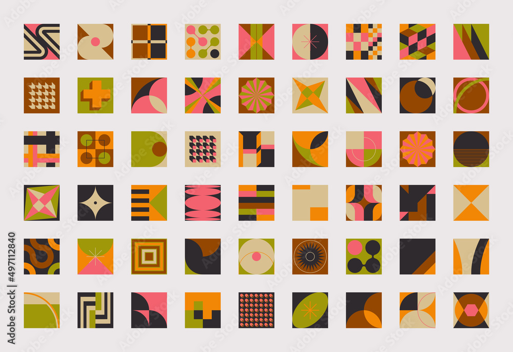 Poster modern vector graphics collection of various geometric shapes and abstract forms