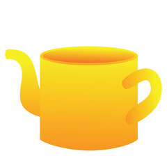 yellow teapot for children's dishes, cartoon illustration, isolated object on a white background, vector,
