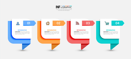 Four steps business infographics template vector.	
